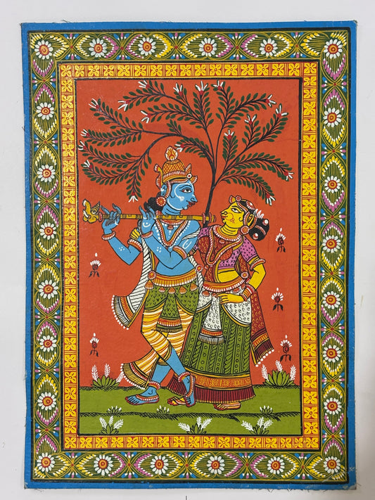 Radha Krishna- Under the Kadamba Tree Pattachitra