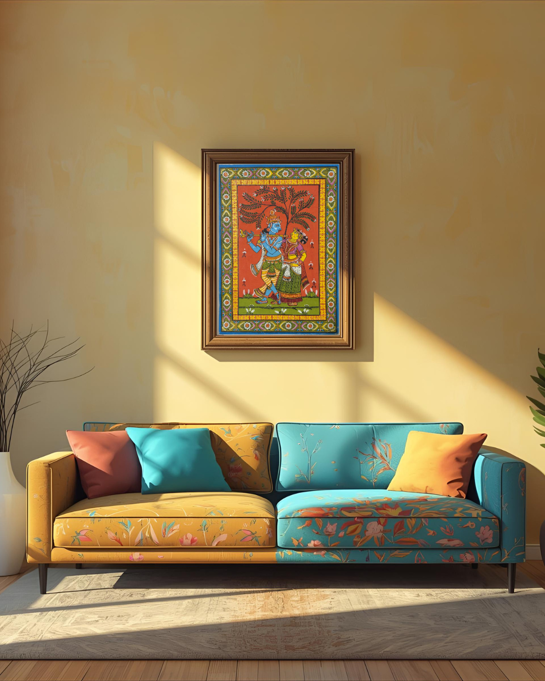 Radha Krishna- Under the Kadamba Tree Pattachitra