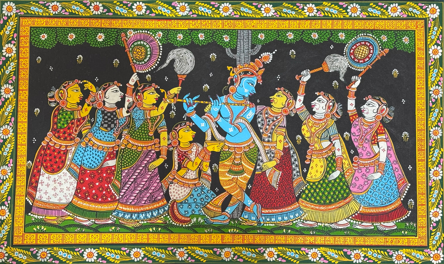 Rasalila of Lord Krishna – Hand-Painted Pattachitra