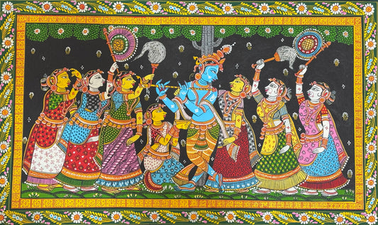 Rasalila of Lord Krishna – Hand-Painted Pattachitra
