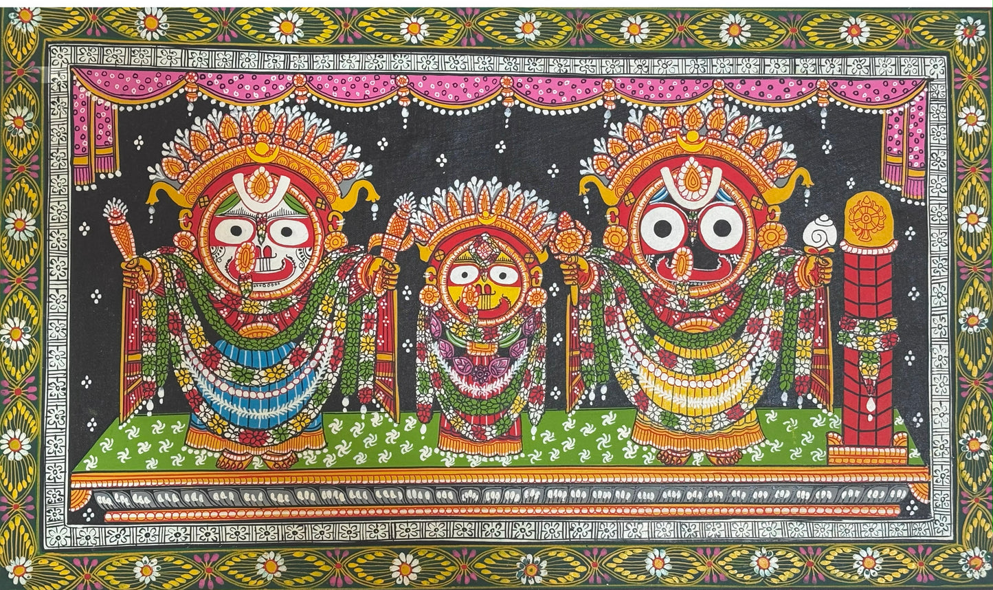 Lord Jagannath, Balabhadra & Subhadra – Pattachitra Painting